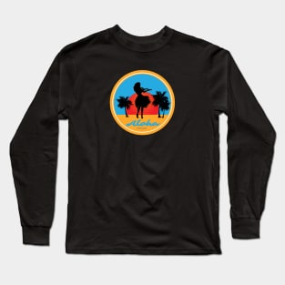 Hula Girl Dancing the Hula with Sunset Color Long Sleeve T-Shirt